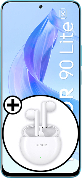 HONOR 90 Lite Cyan Lake + HONOR Earbuds X5 Ceramic White