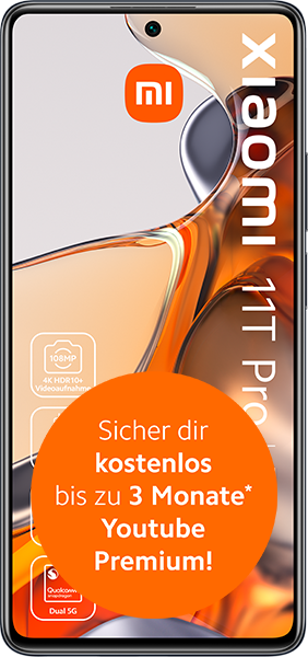 PremiumSIM LTE All 10 GB + Xiaomi 11T Pro 5G Meteorite Gray - 29,99 EUR monatlich